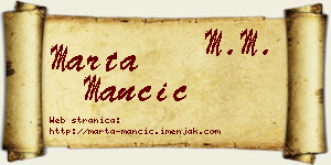 Marta Mančić vizit kartica